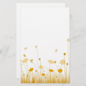 Minimalistische Orangen- und Weißblüten Briefpapier (Vorne/Hinten)