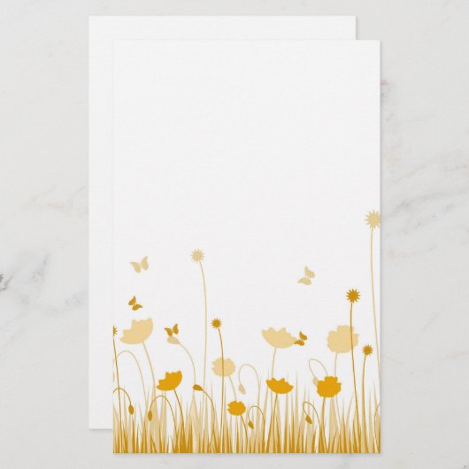 Minimalistische Orangen- und Weißblüten Briefpapier (Vorne/Hinten)