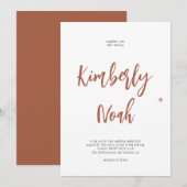 Minimalistische Orangenhochzeit Einladung (Vorne/Hinten)