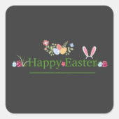 MINIMALISTISCHE OSTBUNNY OAR EIER BLUME DESIGN QUADRATISCHER AUFKLEBER (Vorderseite)