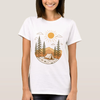 Minimalistische Outdoor-Camping-Abenteuer-Berg T-Shirt