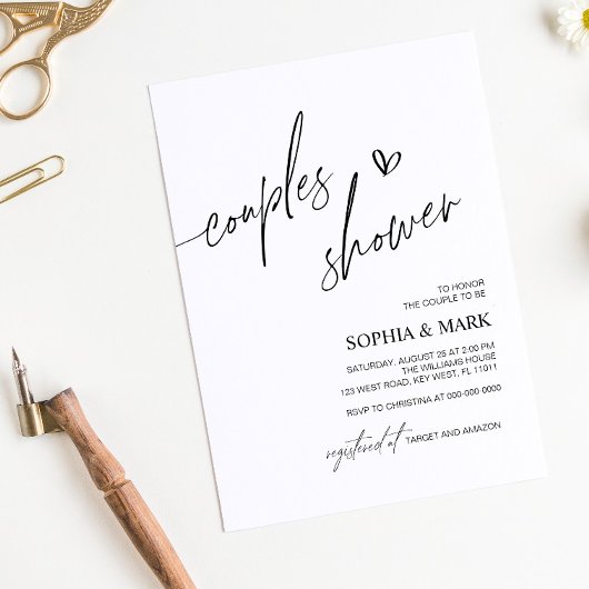 Minimalistische Paar Dusche Einladung