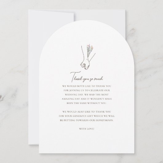 Minimalistische Paare Hand in Hand Art Foto Einladung (Rückseite)