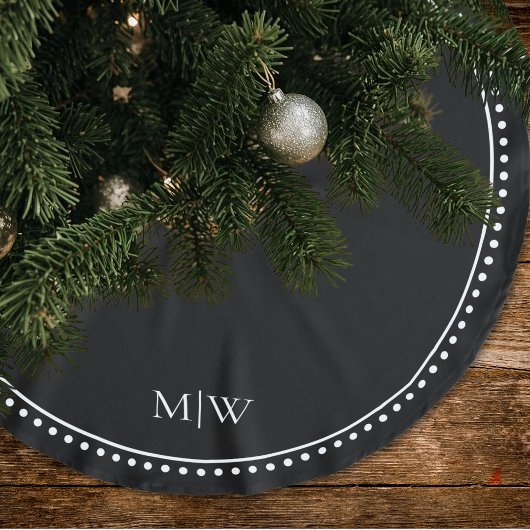 Minimalistische Paare Monogram Black Holiday Polyester Weihnachtsbaumdecke