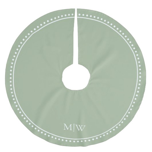 Minimalistische Paare Monogram Sage Green Holiday Polyester Weihnachtsbaumdecke (Vorderseite)