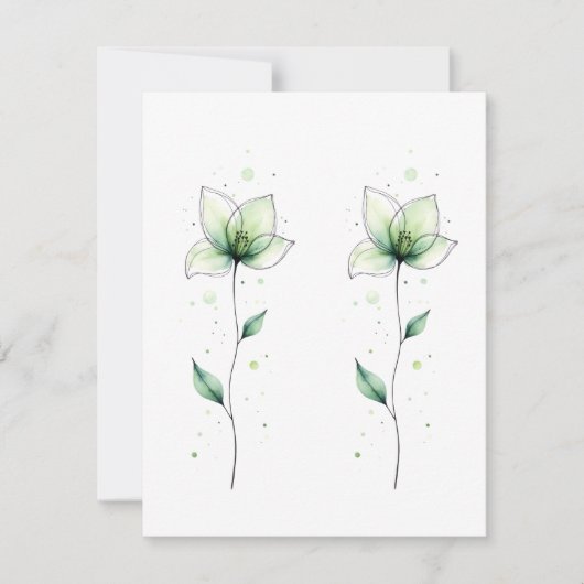 Minimalistische paarweise grüne Blume Blank Karte (Vorderseite)