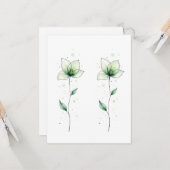 Minimalistische paarweise grüne Blume Blank Karte (Vorderseite/Rückseite Beispiel)