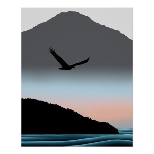 Minimalistische Pacific Northwest Eagle Mountain K Poster (Vorderseite)