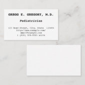 Minimalistische Pädiatrische Visitenkarte (Vorne/Hinten)