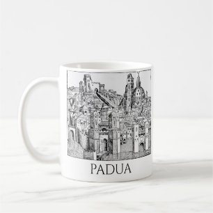 Minimalistische Padua-Mittelalter-Skyline-Linienku Kaffeetasse