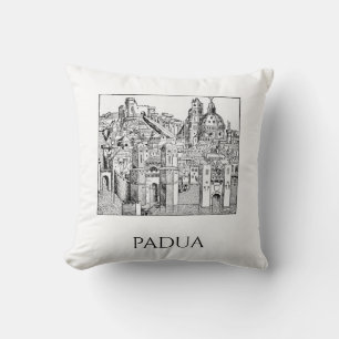 Minimalistische Padua-Mittelalter-Skyline-Linienku Kissen