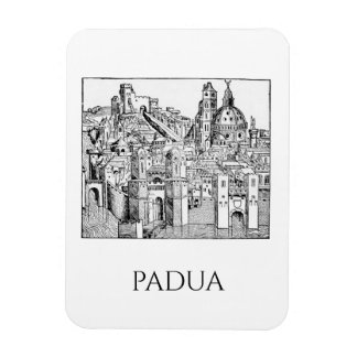 Minimalistische Padua-Mittelalter-Skyline-Linienku Magnet