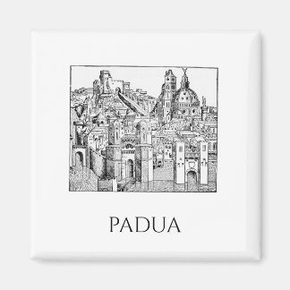 Minimalistische Padua-Mittelalter-Skyline-Linienku Magnet