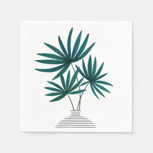 Minimalistische Palm-Blätter in Strippenvase - Mod Serviette (Vorderseite)