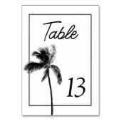 Minimalistische Palm Tree Schwarz-Weiß Tischkarte Tischnummer (Vorderseite)