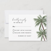 Minimalistische Palm Trees Wedding RSVP Card Karte (Vorderseite)