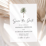 Minimalistische Palmbaumhochzeit Save The Date<br><div class="desc">Tropische Hochzeit speichern Sie die Dattelkarten mit einer Single-Palm-Abbildung oben im Design. Personalisieren Sie die Palme Save the Date mit Ihren Namen und Hochzeitsdetails in schwarzer Schrift mit einem modernen handgeschriebenen Skript, das das Design unterstreicht. Die einfache tropische Save the Date Karte kehrt um, um einen soliden grünen Hintergrund zu...</div>