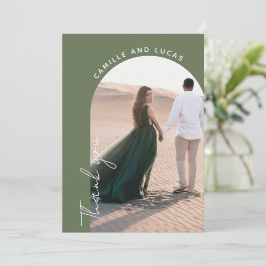 Minimalistische Palmen Hochzeit Danke Karte (Stehend Vorderseite)