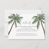 Minimalistische Palmen Hochzeitsdetails RSVP Karte (Vorderseite)