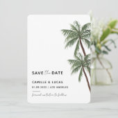 Minimalistische Palmenbaumhochzeit Einladung (Stehend Vorderseite)