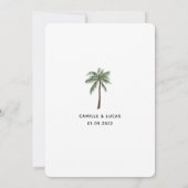 Minimalistische Palmenbaumhochzeit Einladung (Rückseite)