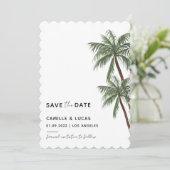 Minimalistische Palmenbaumhochzeit Einladung (Stehend Vorderseite)