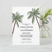 Minimalistische Palmenbaumhochzeit Einladung (Stehend Vorderseite)