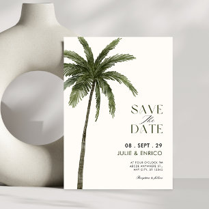 Minimalistische Palmenhochzeit Save The Date