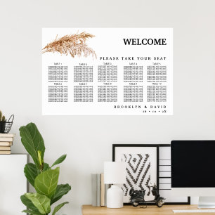 Minimalistische Pampas-Gras-Hochzeitstabelle Poster