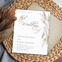 Minimalistische Pampas Grass Hochzeitseinladung