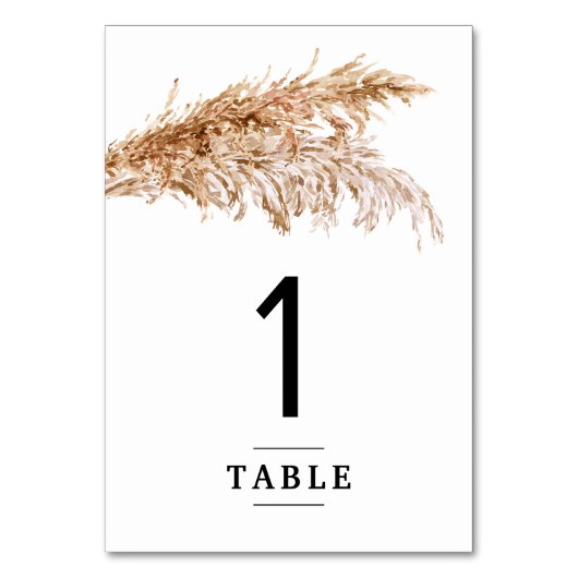 Minimalistische Pampas Grass Wedding Tischnummer C (Vorderseite)