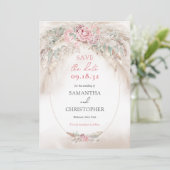 Minimalistische Pampen und staubige Rose grün Save The Date (Stehend Vorderseite)