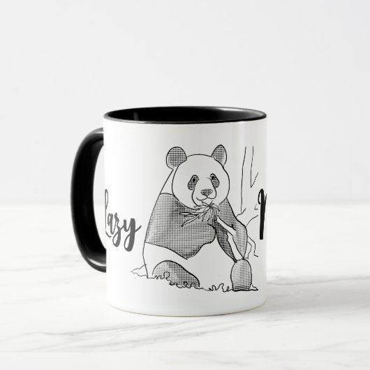 Minimalistische Panda Lazy Morning Tasse (Vorderseite Links)