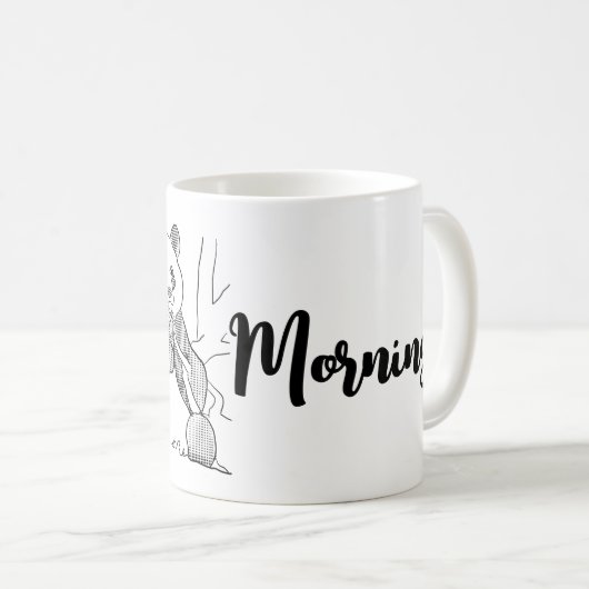 Minimalistische Panda Lazy Morning Tasse (VorderseiteRechts)