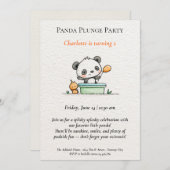 Minimalistische Panda Pool-Party Einladung (Vorne/Hinten)