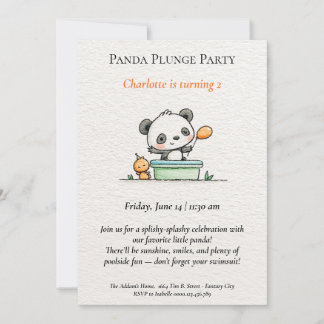 Minimalistische Panda Pool-Party Einladung