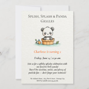 Minimalistische Panda-Poolparty-Einladung Einladung
