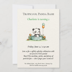 Minimalistische Panda-Poolparty-Einladung Einladung