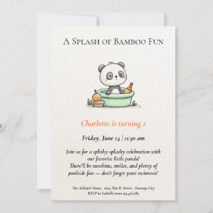 Minimalistische Panda-Poolparty-Einladung Einladung