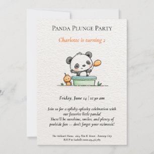 Minimalistische Panda-Poolparty-Einladung Einladung