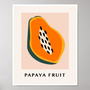 Minimalistische Papaya-Frucht Tropische Küchenkuns Poster