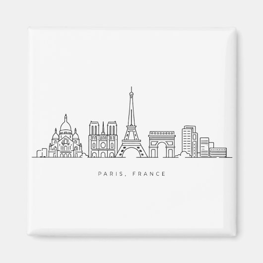 Minimalistische Pariser Skyline Frankreich Linienk Magnet (Vorne)