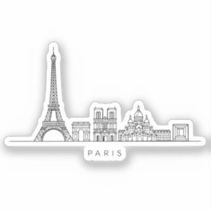 Minimalistische Pariser Skyline-Linienkunst Aufkleber