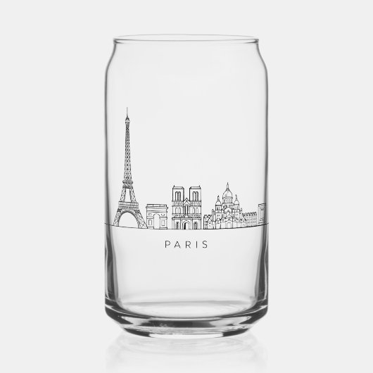 Minimalistische Pariser Skyline-Linienkunst Dosenglas (Rückseite)