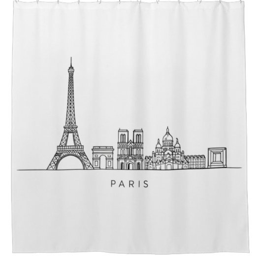 Minimalistische Pariser Skyline-Linienkunst Duschvorhang (Vorderseite)