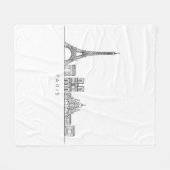 Minimalistische Pariser Skyline-Linienkunst Fleecedecke (Vorderseite (Horizontal))