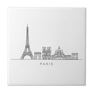 Minimalistische Pariser Skyline-Linienkunst Fliese