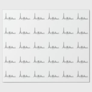 Minimalistische Pariser Skyline-Linienkunst Geschenkpapier