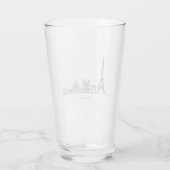 Minimalistische Pariser Skyline-Linienkunst Glas (Rückseite)