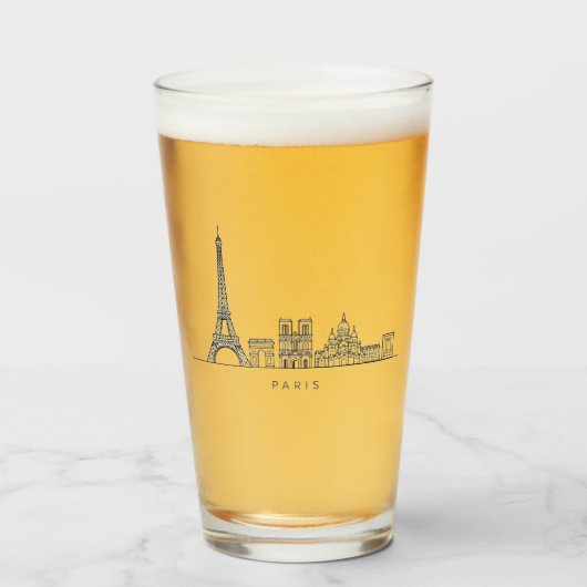 Minimalistische Pariser Skyline-Linienkunst Glas (Vorne (Gefüllt))